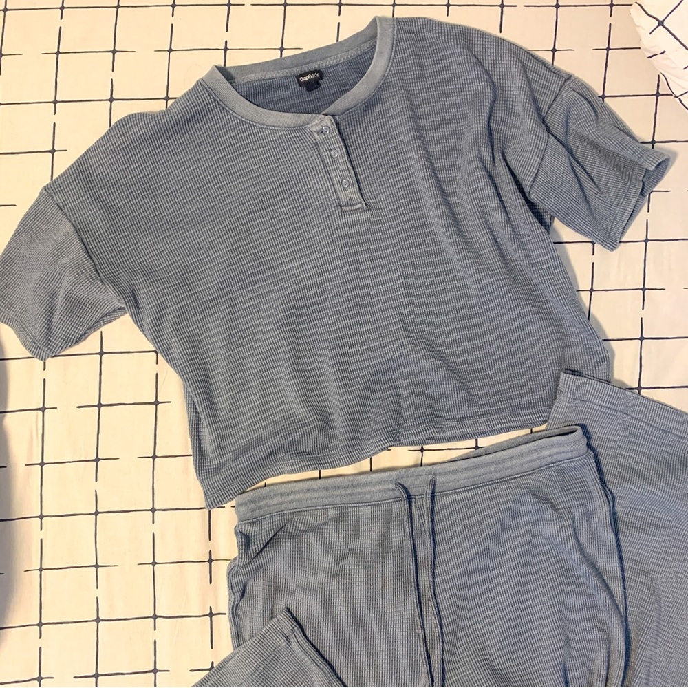 Gap Body lounge set waffle knit pale blue size medium